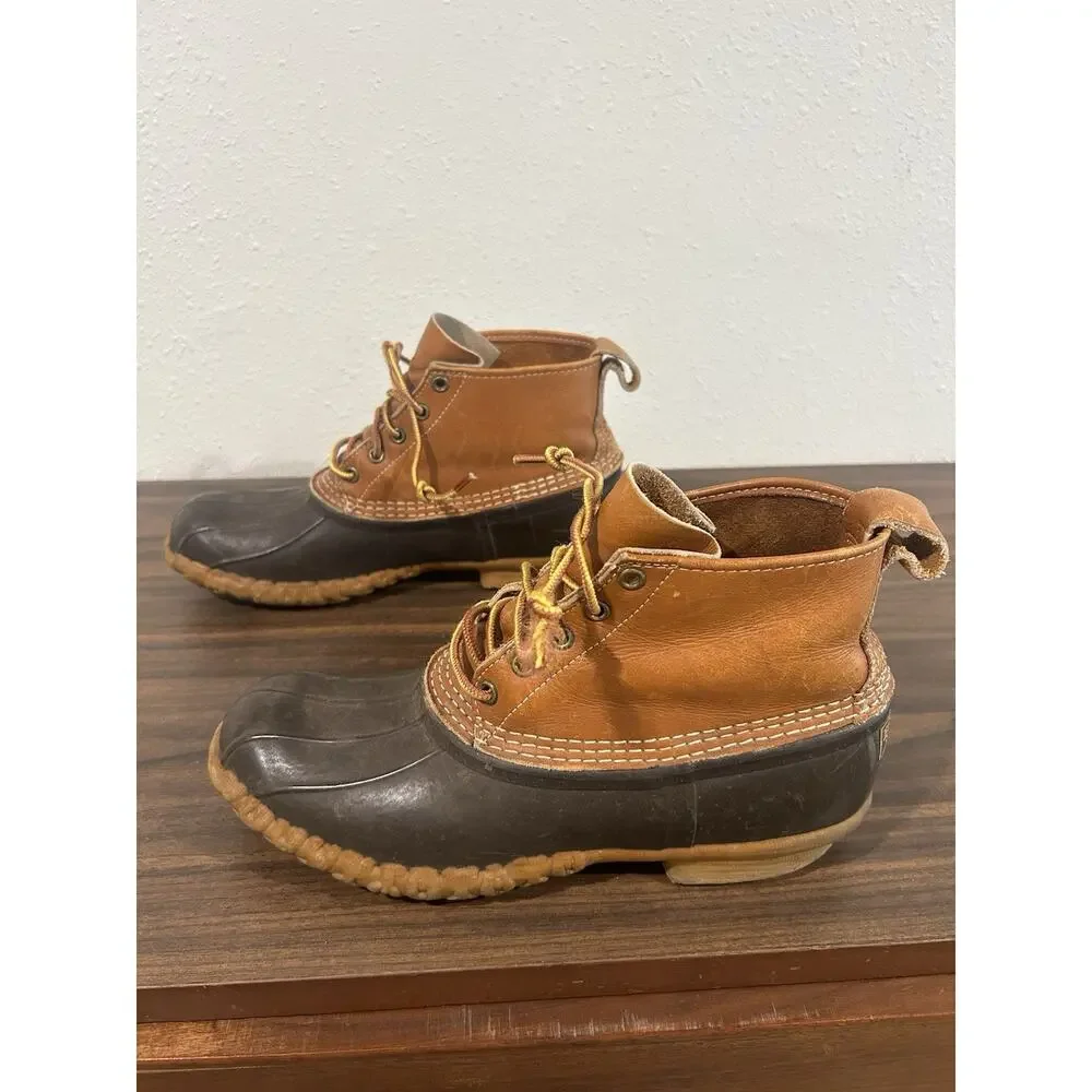 LL Bean Boots 6 Inch Original Men's Size 9M Made In USA Tan Brown Gum Leather